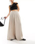 ASOS DESIGN pleated palazzo wide leg trouser with linen in cream