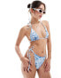 Фото #2 товара ASOS DESIGN Soleil tie back triangle bikini top in blue