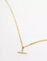 Фото #2 товара Neck On The Line gold plated stainless steel t-bar chain necklace