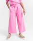 Фото #1 товара Girls Cropped Wide-Leg French Terry Pants, Created for Macy's