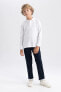 Фото #3 товара Erkek Çocuk Beyaz Pike Uzun Kollu Polo Okul Tişörtü