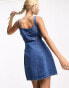 Tommy Jeans slim button through denim dress in mid wash Mittelblauer Denim, 2XS - EU 32 - фото #4