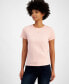 ფოტო #1 პროდუქტის Women's Cotton Diamanté Graphic Crewneck Tee