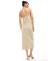 Pretty Lavish contrast trim satin slip midaxi dress in gold