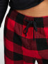 Hollister lounge set check flannel jogger and logo long sleeve top in red/black