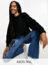 Фото #1 товара ASOS DESIGN Tall fluffy rib jumper with crew neck in black