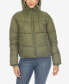 Фото #6 товара Women's Full Front Zip Hooded Bomber Puffer Jacket