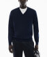 Фото #1 товара Men's 100% Merino Wool V-Neck Sweater