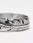 Фото #4 товара ASOS DESIGN waterproof stainless steel band ring with feather design in silver tone