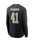 Фото #4 товара Men's Alvin Kamara Black New Orleans Saints Player Name and Number Long Sleeve T-shirt