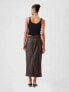 Vegan Leather Cargo Midi Skirt