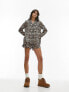 Topshop leopard print piped shirt and short pyjama set in multi