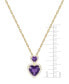 Фото #3 товара Macy's amethyst (1-7/8 ct. t.w.) & Lab-Created White Sapphire Accent Double Heart Pendant Necklace in 14k Gold-Plated Sterling Silver