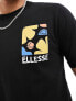 ellesse Impronta graphic back print t-shirt in washed black