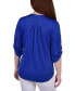 ფოტო #2 პროდუქტის Petite 3/4 Roll Tab Zip Front Jacquard Knit Top