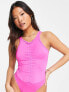 Фото #4 товара Miss Selfridge petite ruched 90s body in hot pink