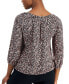 Petite 3/4-Sleeve Animal-Print Peasant Top