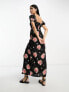 Фото #2 товара ASOS DESIGN crochet bardot midi dress in dark based floral print