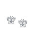 Фото #2 товара Tiny Delicate Cubic Zirconia Accent CZ Open Garden Butterfly Stud Earrings .925 Sterling Silver