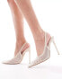 Simmi London Wide Fit Lailla sling back heeled shoes with embellished mesh in cream