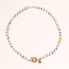 18K Gold Plated Freshwater Pearls with Colored Glass Beads - Amber Necklace 17" For Women
