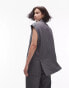 Topshop co-ord cut off sleeve oversized blazer in grey