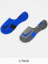 Nike Running Multiplier 2 pack no-show socks in grey and blue