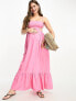 The Frolic Maternity emerald cut out maxi summer dress in pink lemonade