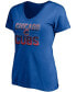 ფოტო #3 პროდუქტის Women's Royal Chicago Cubs Compulsion To Win V-Neck T-shirt