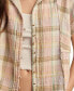 Women's Plaid Cotton Short-Sleeve Beach Shirt