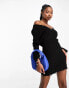 Фото #2 товара Aria Cove knitted off shoulder mini jumper dress with distressing in black