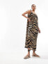 ASOS DESIGN tie strap detail trapeze maxi slip dress in animal print