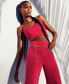 ფოტო #2 პროდუქტის Women's Logo Belt Wide-Leg Pants