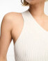 Фото #4 товара ASOS DESIGN knitted one shoulder top with rib detail in white