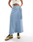 Фото #1 товара Vero Moda denim maxi wrap skirt in light blue