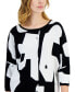 Фото #3 товара Women's Abstract Print 3/4-Sleeve Crewneck Sweater