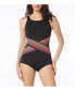 Women's Missy Retro Stripe High Neck One Piece Swimsuit