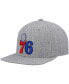 Фото #1 товара Men's Heathered Gray Philadelphia 76Ers 2.0 Snapback Hat