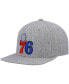 Men's Heathered Gray Philadelphia 76Ers 2.0 Snapback Hat