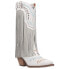 Dingo Gypsy Embroidery Studded Fringe Snip Toe Cowboy Womens White Casual Boots
