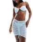 Фото #1 товара Simmi mesh ruched tie detail mini beach skirt co-ord in baby blue