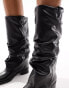 Фото #6 товара Stradivarius square toe slouch boot in black