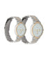 Men and Women's Analog Shiny Two-Tone Metal Bracelet His Hers Watch 42mm, 32mm Gift Set