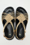 Фото #6 товара Кожаные сандалии цвета металлик ZARA