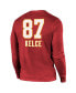 Men's Threads Travis Kelce Red Kansas City Chiefs Super Bowl LVIII Name and Number Tri-Blend Long Sleeve T-shirt