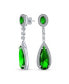 ფოტო #1 პროდუქტის Classic Estate Jewelry Art Deco Style Halo Linear Long CZ Statement Dangle Teardrop Chandelier Earrings For Women Prom Party Jewel Colors Silver Plated