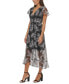 ფოტო #3 პროდუქტის Women's Embroidered-Palm V-Neck Mesh Midi Dress