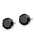Stainless Steel Polished Black Round CZ Stud Earrings