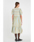 Women's Striped Blouson Midi Dress