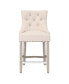 Фото #2 товара 24" Linen Fabric Tufted Buttons Upholstered Wingback Counter Stool